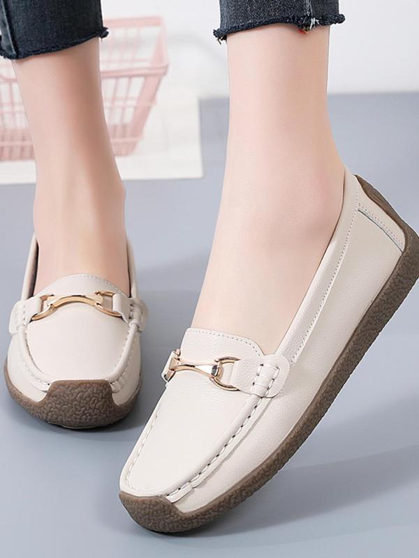 Women's Casual Solid Color Slip on Flats, Modest Fashion Comfortable Flat Shoes for Daily Life, Breathable and Versatile Women's Shoes for All Seasons