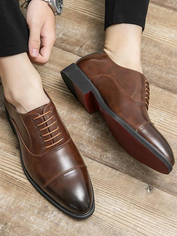 Men's Business Formal Lace Up Dress Shoes, Fashionable Pointed Toe Shoes for Work Office, Male All-match Commuter Shoes for Daily Wear