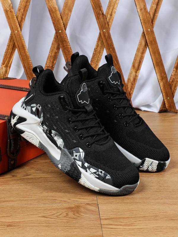 Men's Fashionable Patchwork Design Lace Up Low Top Sneakers, Casual Comfortable Breathable Sports Running Shoes, Male All-match Round Toe Shoes for Daily Wear