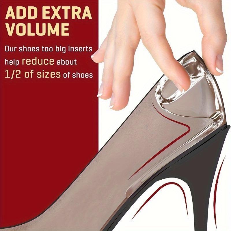 Silicone Heel Cushion Inserts, Transparent Heel Protector Pads for Women, Comfortable Insole for Too Big Shoes