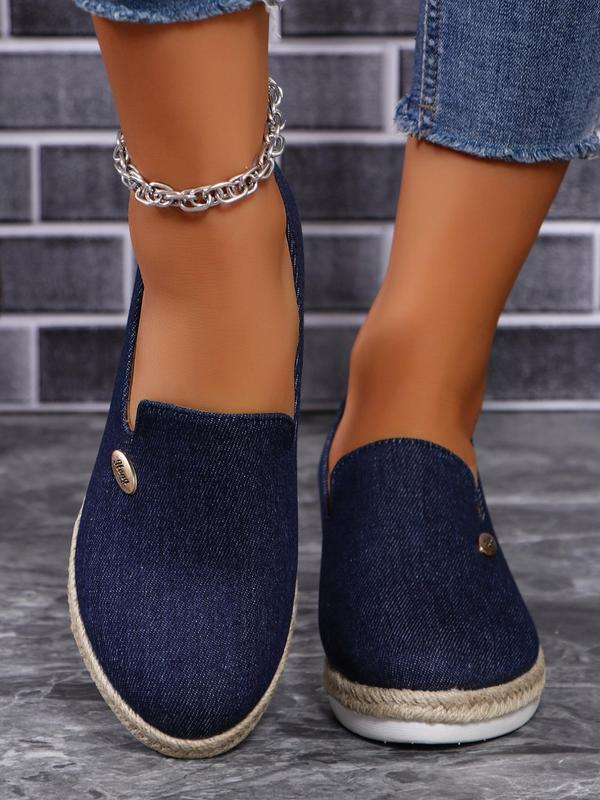 Women's Fashionable Solid Color Slip-on Wedge Shoes, Round Toe Espadrilles Sole Shoes, Casual Comfortable Platform Shoes for Daily Wear