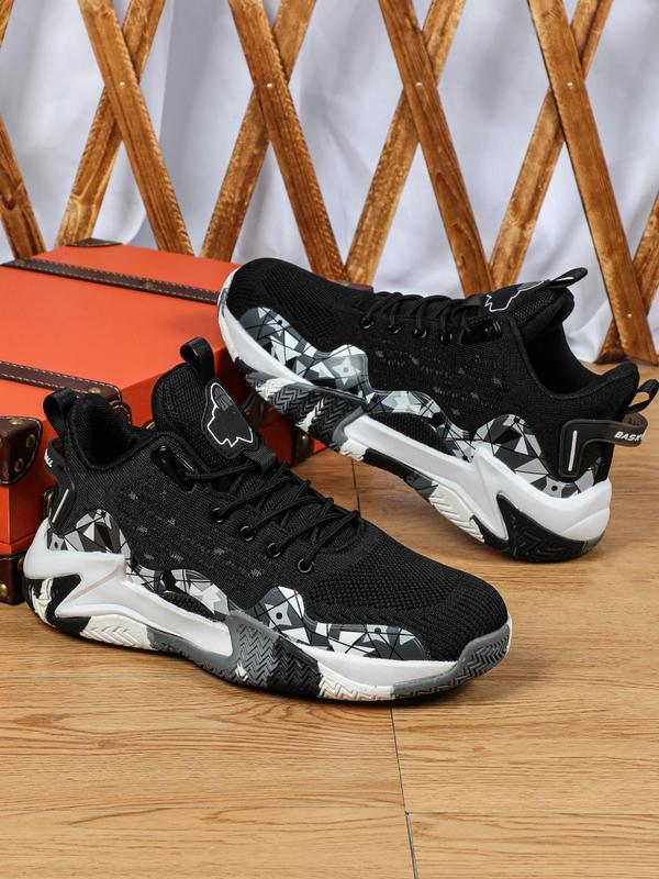 Men's Fashionable Patchwork Design Lace Up Low Top Sneakers, Casual Comfortable Breathable Sports Running Shoes, Male All-match Round Toe Shoes for Daily Wear