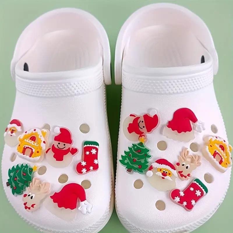 Christmas Themed Shoe Charm, Cute Cartoon Santa Claus & Snowman Pattern Shoe Decoration, Holiday Gifts for Boys & Girls