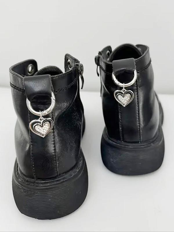 Rhinestone Decorated Heart Shaped Shoe Charms, Fashionable Novelty Shoes Decorations for Clogs Design, Dazzling Glamour Trendy Exquisite DIY Shoes Accessories