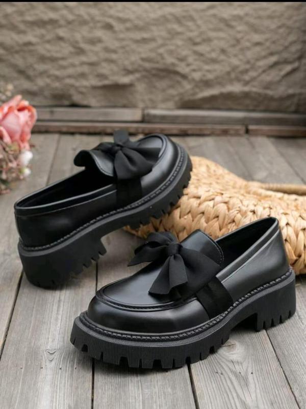 Women's Fashionable Bowknot Design Slip on Loafers, Casual Comfortable Platform Shoes for Daily Wear, Female All-match Round Toe Shoes for Girl, Slip on Footwear