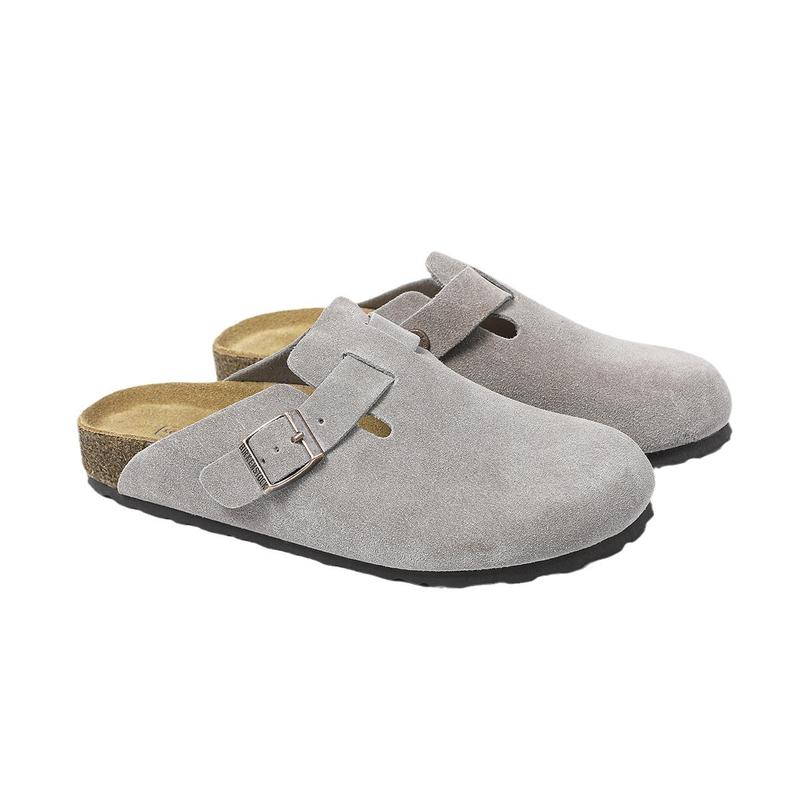 Autumn Retro Birkenstock Half-Slippers | Thick-Sole Heightened Oak Leather Casual Slip-Ons