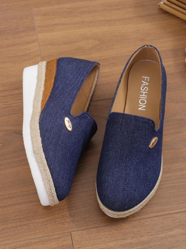 Women's Fashionable Solid Color Slip-on Wedge Shoes, Round Toe Espadrilles Sole Shoes, Casual Comfortable Platform Shoes for Daily Wear