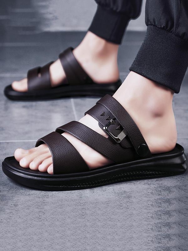 Men's Fashionable Solid Color Slip on Sandals, Casual Open Toe Wear-resistant Soft Bottom Sandals for Outdoor, Comfortable Non-slip Sandals for Daily Summer Vacation Beach Footwear