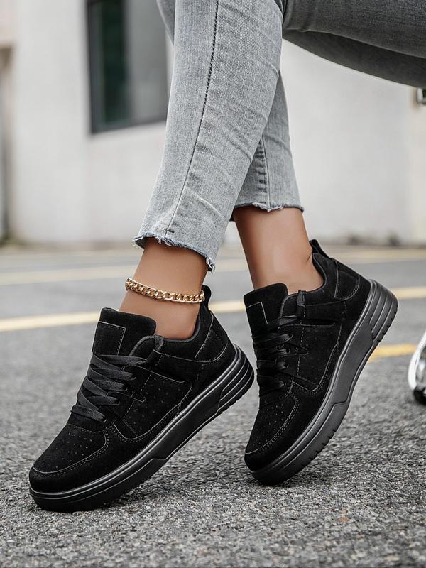 Women's Fashionable Lace Up Low Top Sneakers, Casual Breathable Comfortable Sports Running Shoes, All-match Basic Shoes for Daily Back To School Wear for Fall 2024