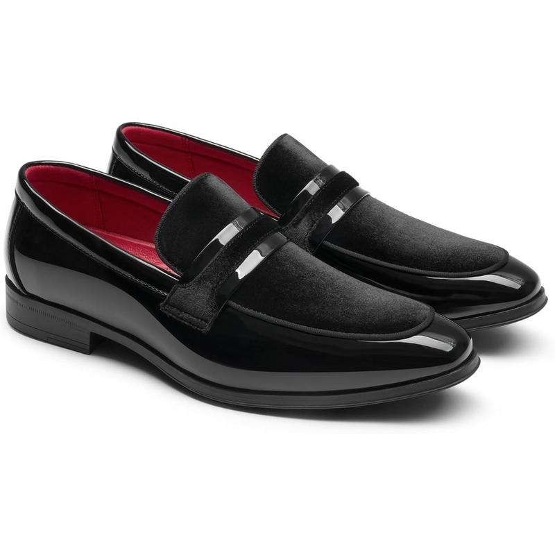 Marc Men's Tuxedo Patent Loafers Classic Velvet Slip-on Dress Shoes