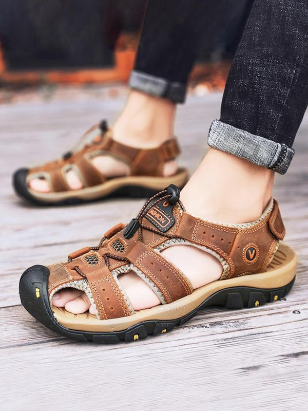 Men's Casual Hollow Out Design Slip on Sandals, Lightweight Breathable Summer Beach Sandals, Casual Comfortable Shoes for Daily Wear