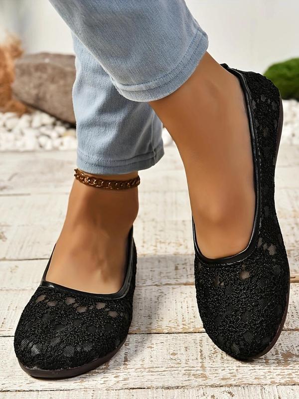 Women's Floral Embroidery Slip on Flats, Casual Comfortable Flat Shoes for Women, Simple Design Round Toe Walking Shoes, Comfy  Footwear