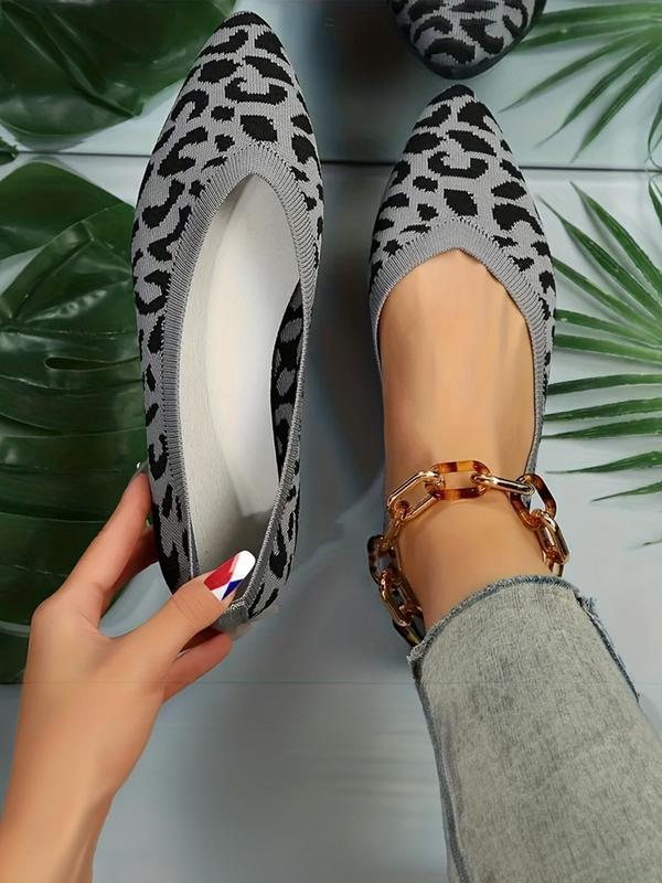 Women's Summer Fashion Leopard Pattern Slip-on Flat Shoes, Casual Pointed Toe Comfortable Shoes, Female All-match Shoes for Daily Wear Pointed Flat Shoes