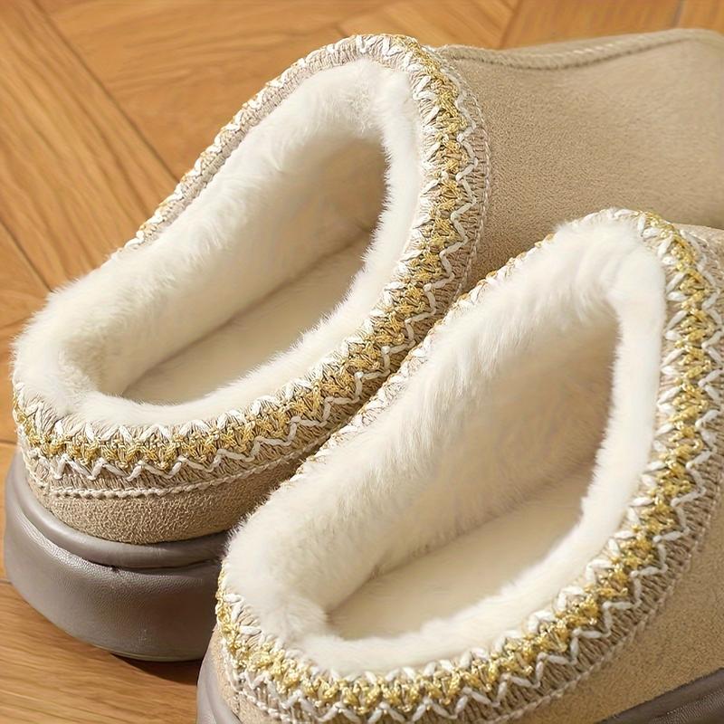 A Comfortable Neutral Casual Slipper with Memory Foam Insole, Warm Fabric Lining, Stitched Upper Design and Non-Slip Rubber Outsole-Portable Indoor Shoes Suitable for All Seasons