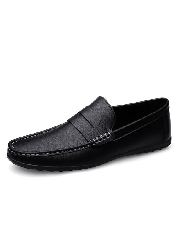 Men's 1 Pair Minimalist Plain Round Toe Slip-on Shoes, Casual Business Style Flat Shoes For Daily Wear, Lightweight Breathable Comfortable Shoes