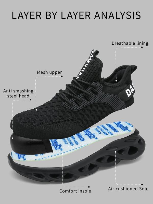 Men's Anti-smash and Anti-puncture Work Shoes, Casual Breathable Comfortable Blade Sole Sports Shoes, Fashionable Non-slip Safety Shoes for Daily Wear