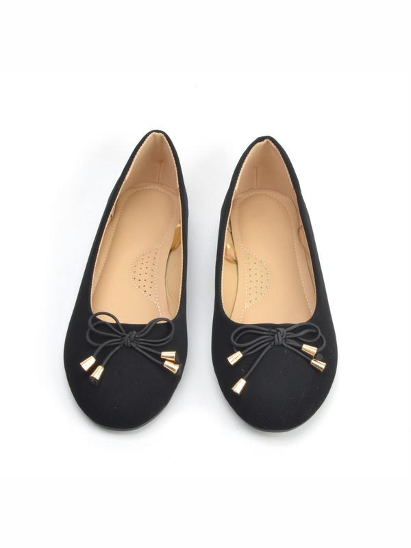 Women's Elegant Style Solid Color Bow Decor Slip on Flats, Casual Comfortable Soft Sole Shoes for Daily & Commuting Wear