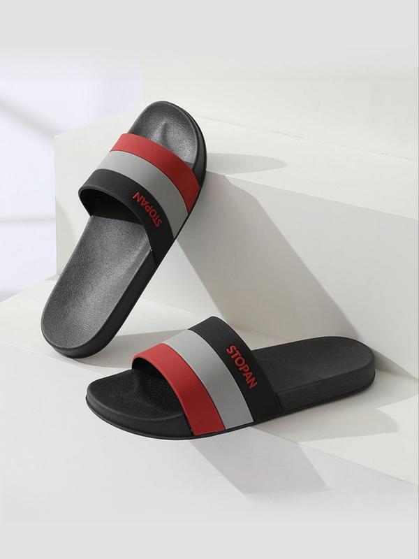 Men's Colorblock Slides, 2024 New Style Casual Comfortable Non-slip Slippers for Indoor Outdoor Wear, Soft Comfy Slippers for Daily Summer Beach Vacation Wear