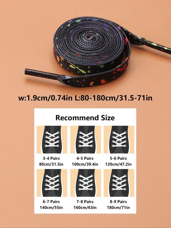 1 Pair Street Trend Random Splash Ink Graphic Shoelaces, Trendy Colorful Shoelaces for Sneakers, Chic Durable Shoes Accessories