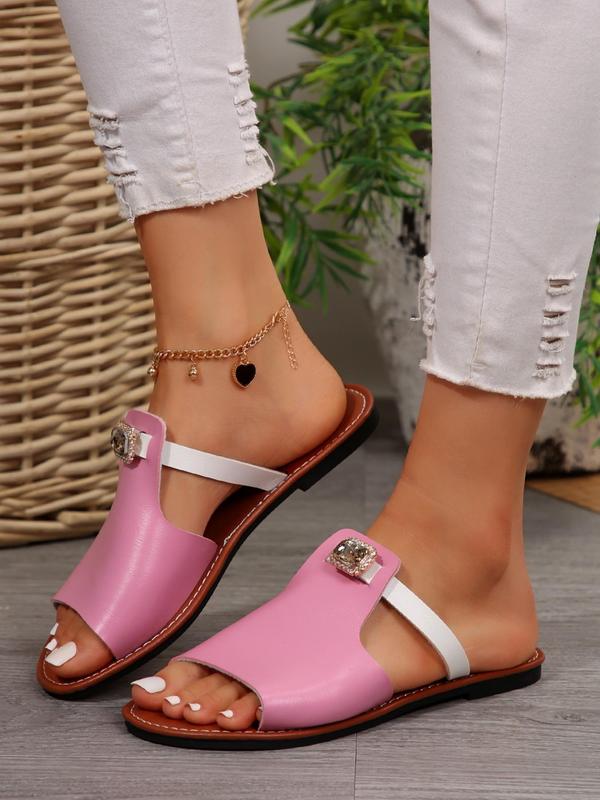 Women's Fashionable Slip on Sandals, Casual Open Toe Sandals for Beach, Outdoor, Daily Wear