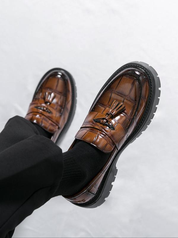 Men's Fashionable Tassel Decor Dress Shoes, Office Shoes, Casual Comfortable Platform Loafers for Daily Wear, Business Style Shoes for Party, Daily Decor