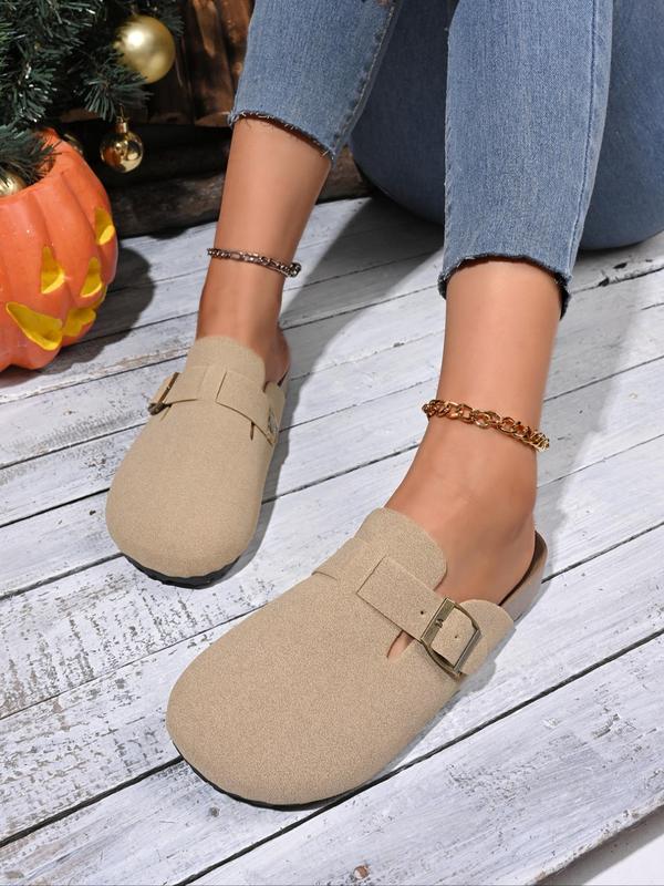 Women's Fashionable Plain Color Belted Slippers, Casual Comfortable Soft Sole Slippers for Indoor & Outdoor Wear, Fashionable Slippers for Daily Wear