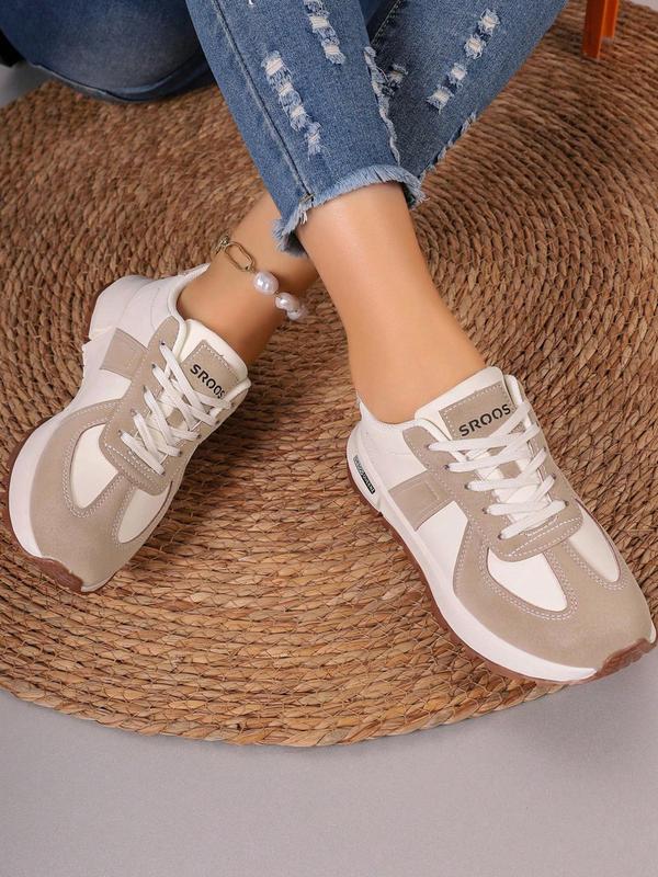 Women's Fashionable Lace Up Low Top Sneakers, Casual Comfortable Sports Running Shoes, All-match Round Toe Chunky Sneakers for Daily Wear