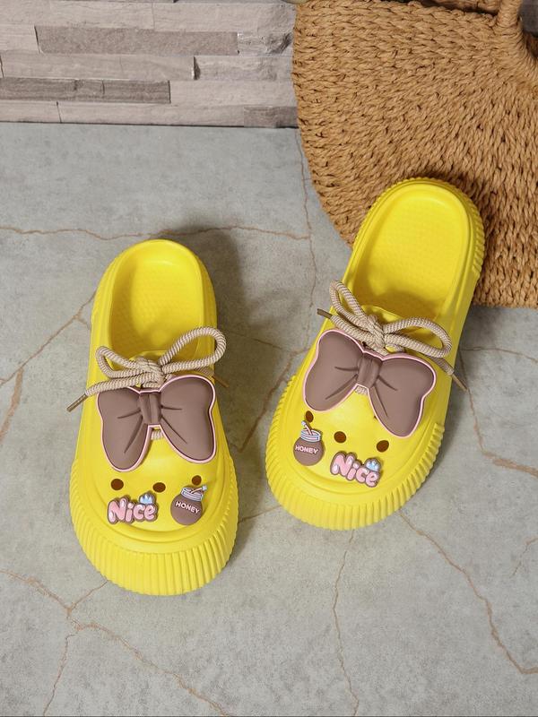 Women's Cute Cartoon Bowknot Design Clogs, Casual Comfortable Non-slip Clogs for Summer, Lightweight Breathable Shoes for Outdoor Beach