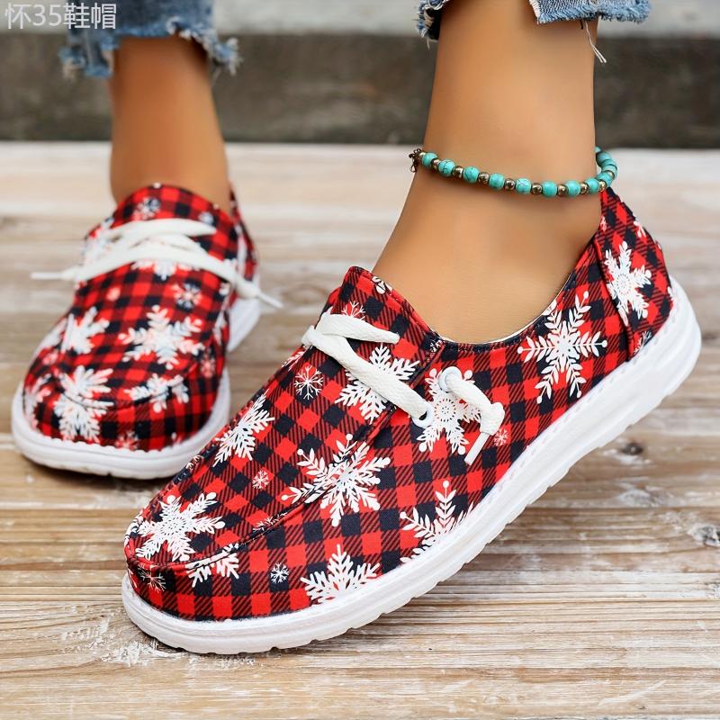 snowflake shoes - Christmas Snowflake Canvas Slip-On Shoes - Random Print, Casual, Winter - Women Men -  Cozy & Festive Winter Footwear - Winter Wonderland on Your Feet Walking Shoes Girl Comfort Slipon Summer Decor