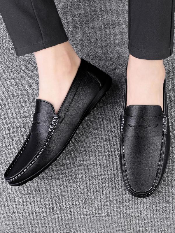 Men's 1 Pair Minimalist Plain Round Toe Slip-on Shoes, Casual Business Style Flat Shoes For Daily Wear, Lightweight Breathable Comfortable Shoes