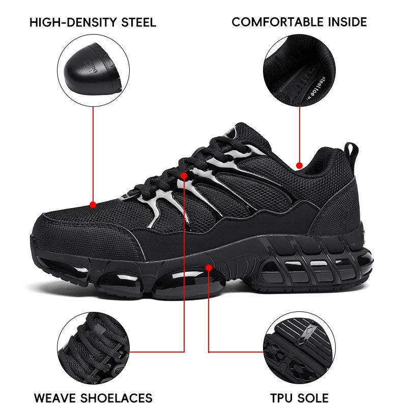 Steel toe sports shoes are puncture and smash resistant, suitable for construction site workers and outdoor travel footwear, lightweight, non-slip safety boots, comfortable