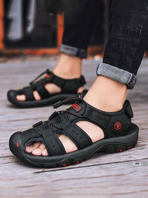 Men's Casual Hollow Out Design Slip on Sandals, Lightweight Breathable Summer Beach Sandals, Casual Comfortable Shoes for Daily Wear