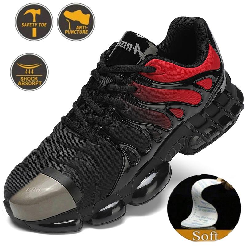 Black Friday Men's Steel Toe Shoes Sturdy Work Shoes Lightweight Steel Toe Athletic Shoes Non-Slip Safety Shoes Puncture Resistant Composite Toe