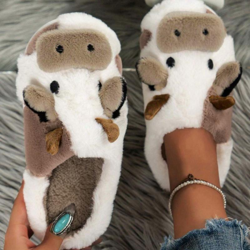 Plush Slippers for Women,Cute Cartoon Home Slippers, Casual Slip On Plush Lined Shoes, Warm Indoor Home Slippers Girl Walking Shoes Comfort Stylish