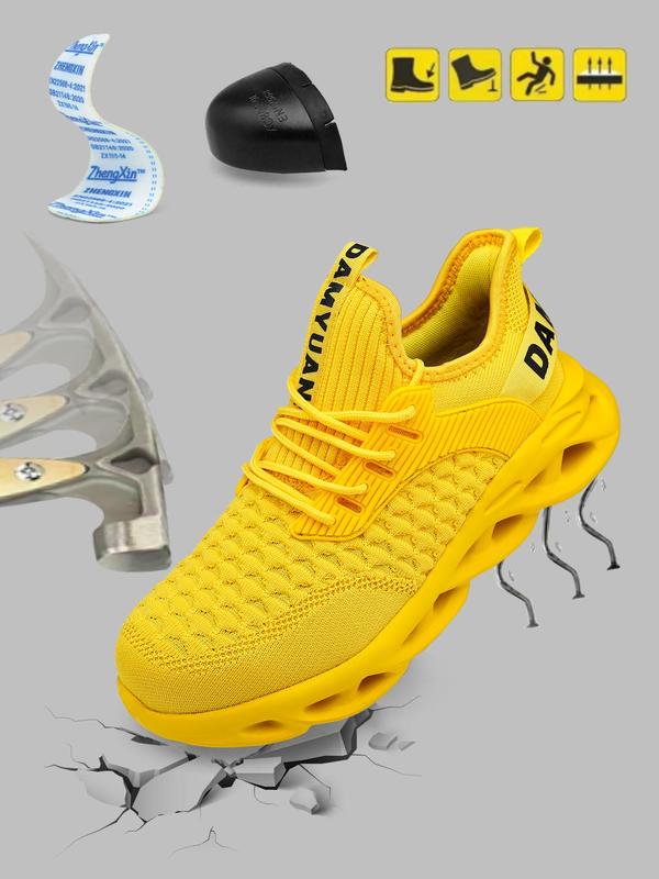 Men's Anti-smash and Anti-puncture Work Shoes, Casual Breathable Comfortable Blade Sole Sports Shoes, Fashionable Non-slip Safety Shoes for Daily Wear