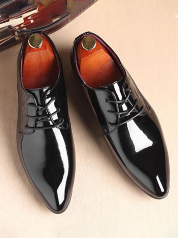 Men's Business Style Solid Color Lace Up Dress Shoes, Fashionable Pointed Toe Shoes for Work Office, Male All-match Shoes for Daily Wear