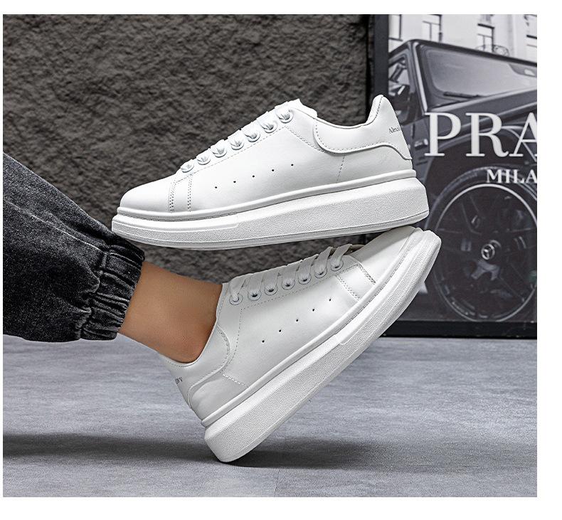 McQueen white shoes classic black tail heightening thick bottom men and women casual shoes MQ Closed Trainer