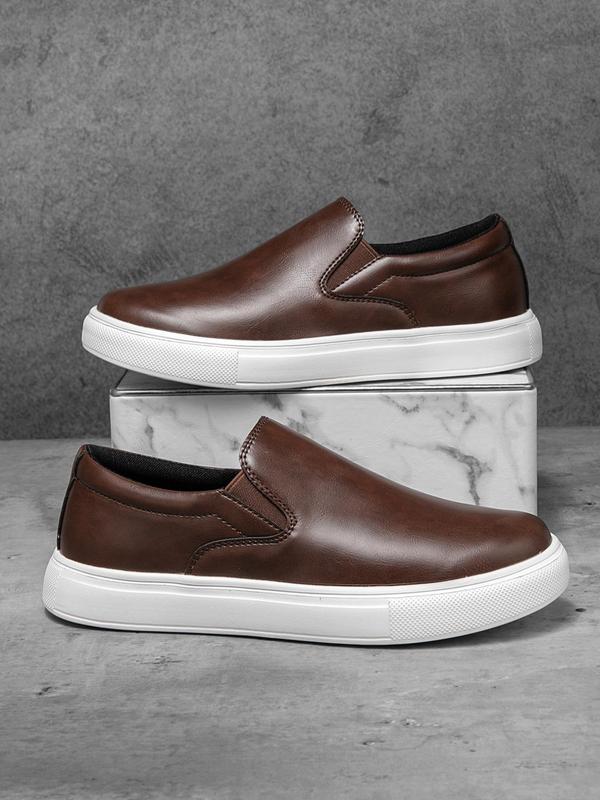 Men's Fashionable Solid Color Slip on Skate Shoes, Casual Comfortable Non-slip Skate Shoes, Business Male Shoes for Daily Wear