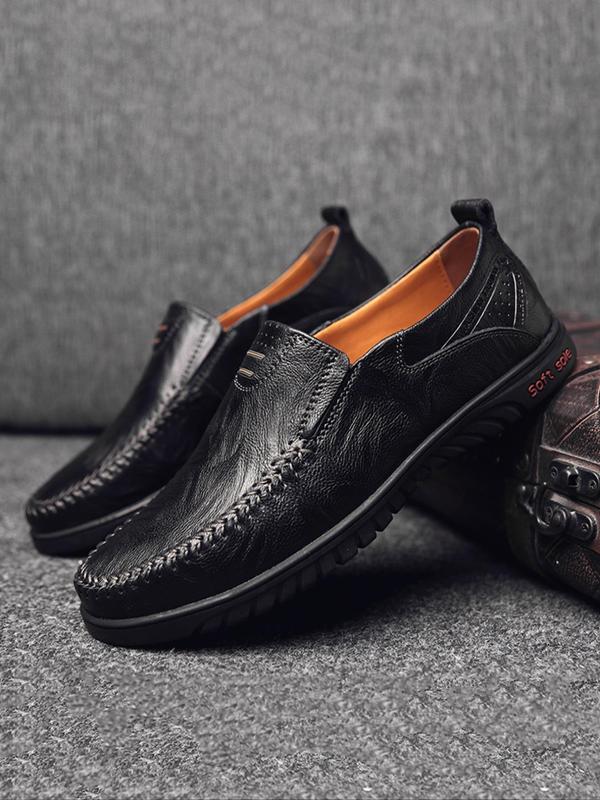 Men's Fashionable Plain Color Slip on Loafers, Casual Comfortable Soft Sole Non-slip Shoes, All-match Commuter Shoes for Work & Daily Wear