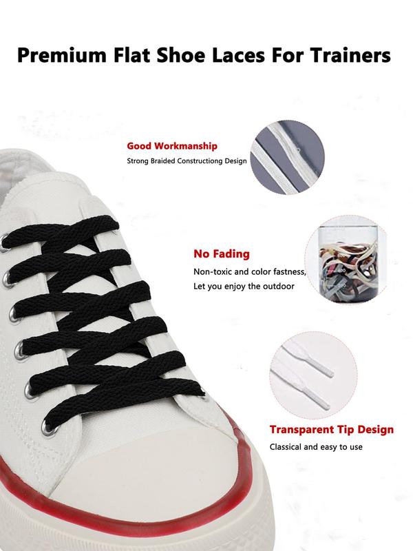 Solid Color Flat Shoelaces, Casual Simple Shoes Accessories for Women & Men, Shoes Accessories for Daily Use