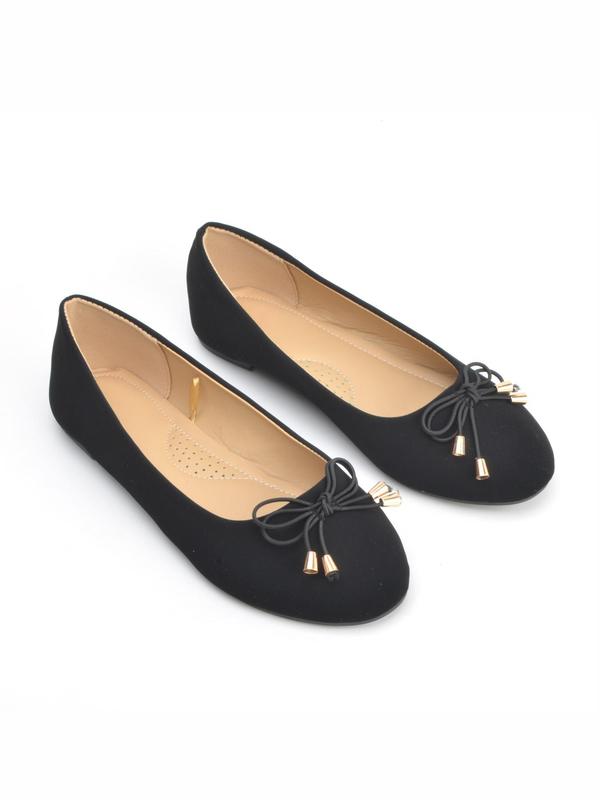 Women's Elegant Style Solid Color Bow Decor Slip on Flats, Casual Comfortable Soft Sole Shoes for Daily & Commuting Wear