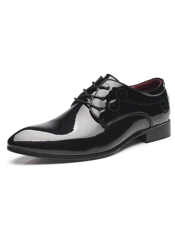 Men's Business Style Solid Color Lace Up Dress Shoes, Fashionable Pointed Toe Shoes for Work Office, Male All-match Shoes for Daily Wear