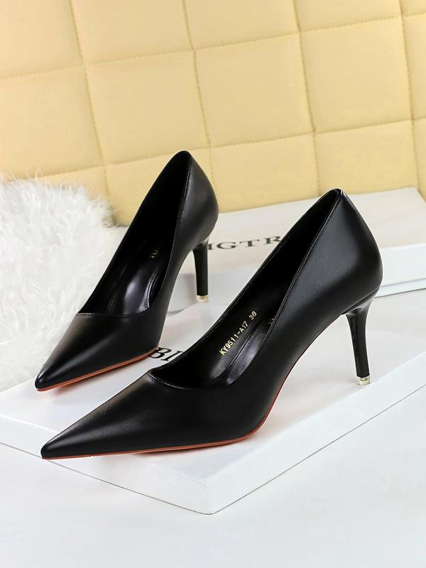 Women's Elegant Solid Color Pointed Toe Heels, Fashionable Slip on High Heels for Work Office, Lightweight Breathable Comfortable Shoes for Daily Wear