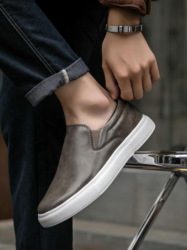 Men's Fashionable Solid Color Slip on Skate Shoes, Casual Comfortable Non-slip Skate Shoes, Business Male Shoes for Daily Wear