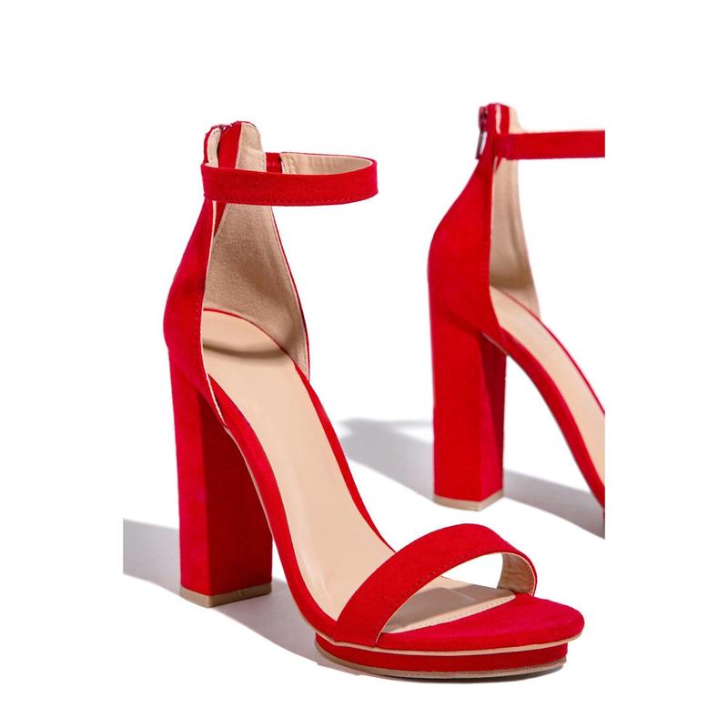 New View Block High Heels - Red