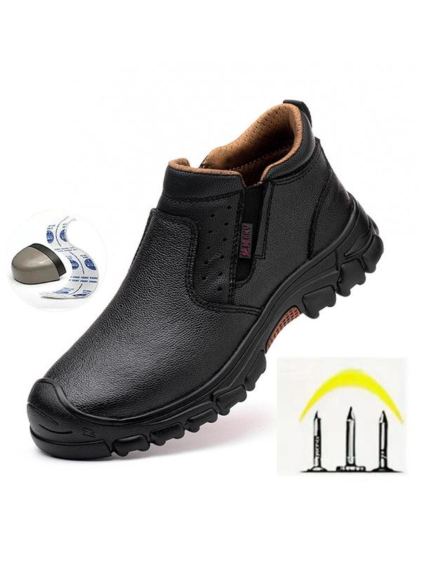 Men's Casual Fashion Slip on Work Shoes, Lightweight Breathable Comfortable Anti-smash and Anti-puncture Shoes, Safety Shoes for Work