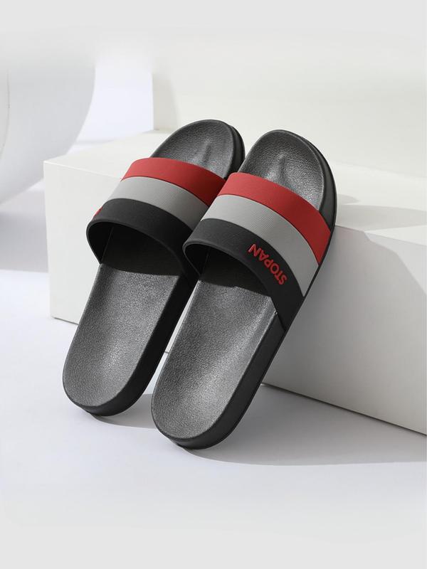 Men's Colorblock Slides, 2024 New Style Casual Comfortable Non-slip Slippers for Indoor Outdoor Wear, Soft Comfy Slippers for Daily Summer Beach Vacation Wear