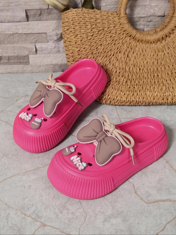 Women's Cute Cartoon Bowknot Design Clogs, Casual Comfortable Non-slip Clogs for Summer, Lightweight Breathable Shoes for Outdoor Beach