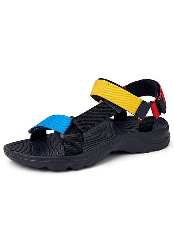 Men's Summer 2024 Minimalist Colorblock Sports Slippers, Multicolor Velcro Ankle Strap Sandals For Beach Outdoor Water, Breathable Comfy Men's Sandals