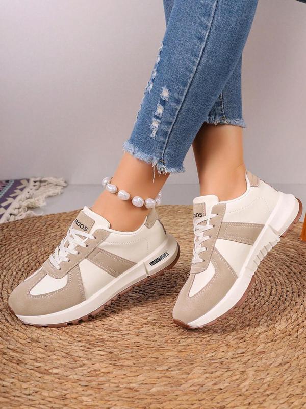 Women's Fashionable Lace Up Low Top Sneakers, Casual Comfortable Sports Running Shoes, All-match Round Toe Chunky Sneakers for Daily Wear